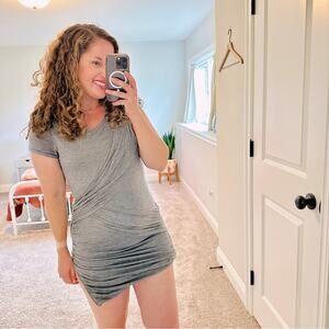 BCBG Gray Ruched Sexy Mini Dress Small